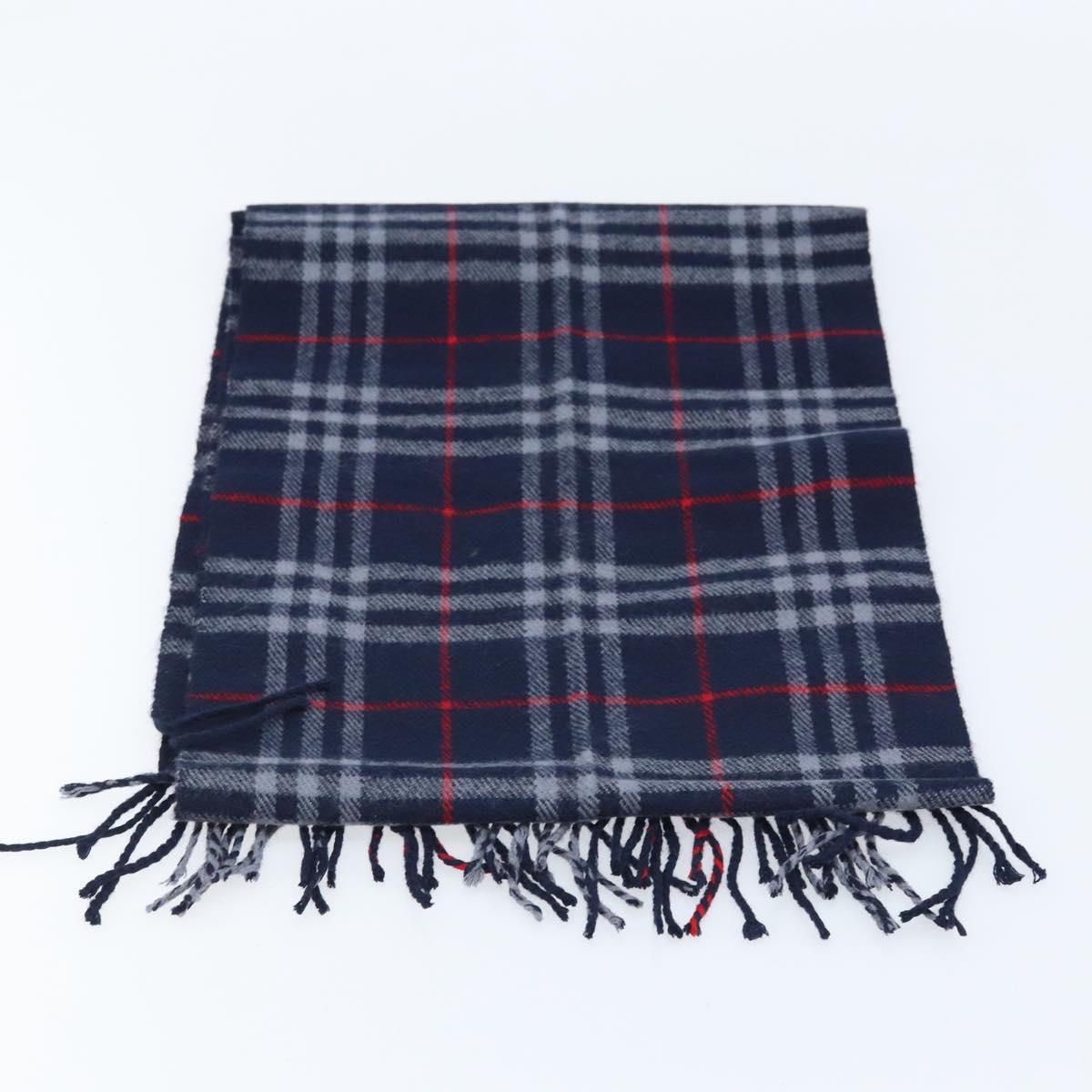 Burberrys Nova Check Scarf Wool Navy Auth am10998