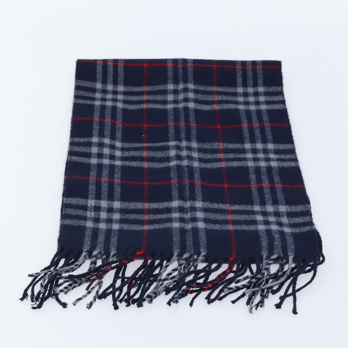 Burberrys Nova Check Scarf Wool Navy Auth am10998