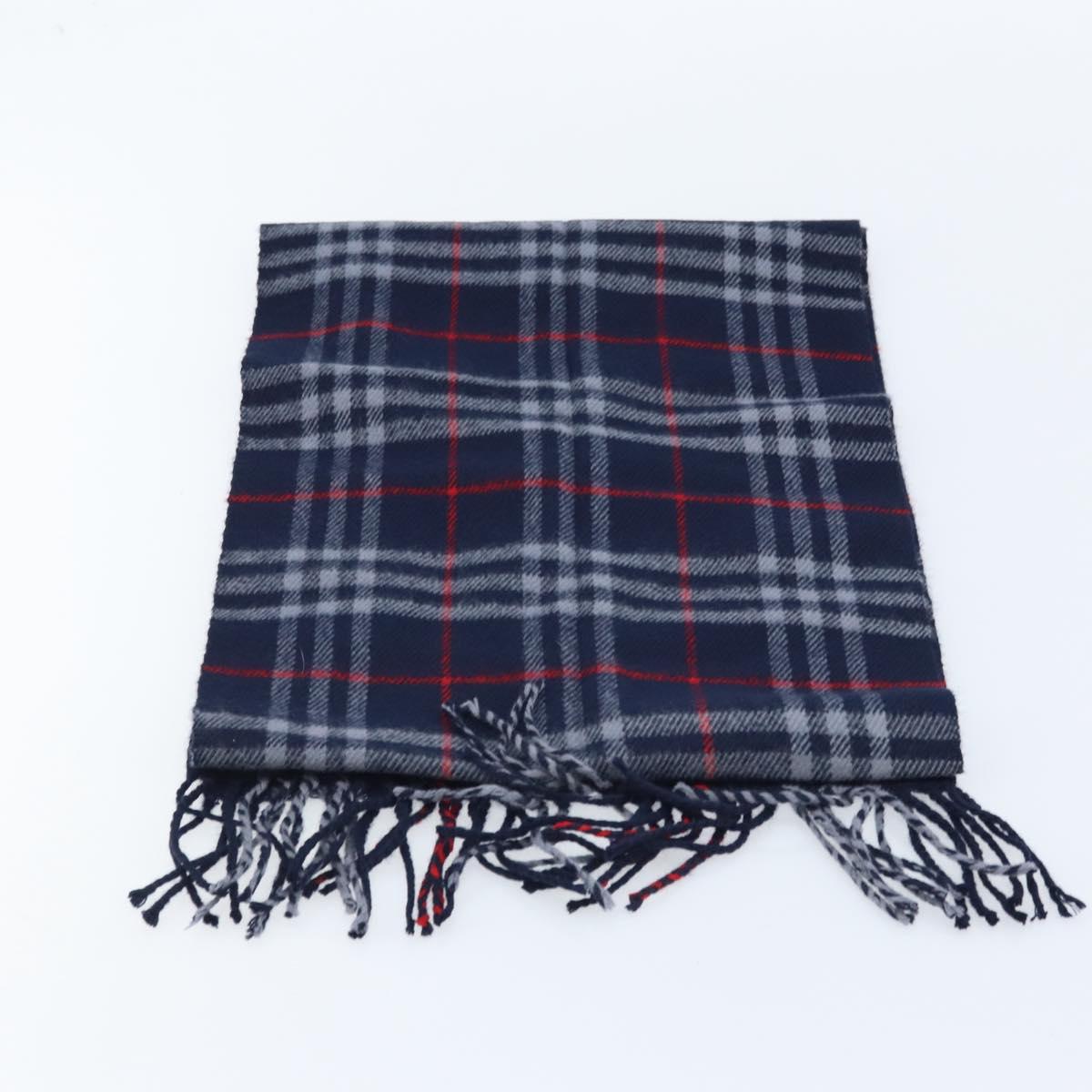 Burberrys Nova Check Scarf Wool Navy Auth am10998