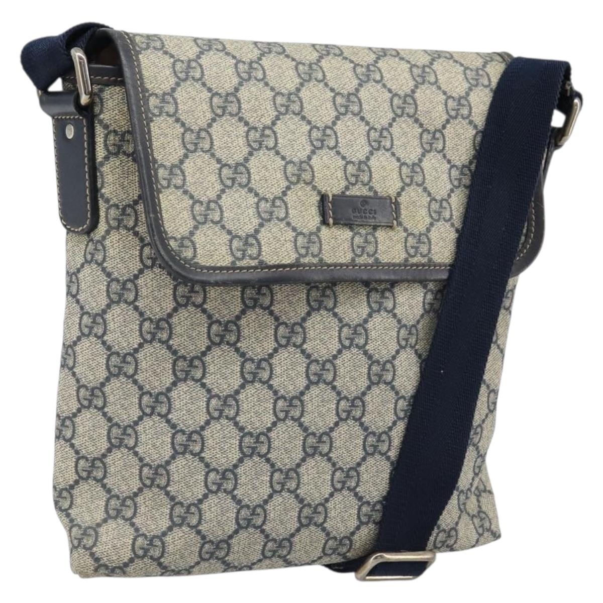 MCM GG Supreme Shoulder Bag PVC Leather Navy 223666 Auth am10999