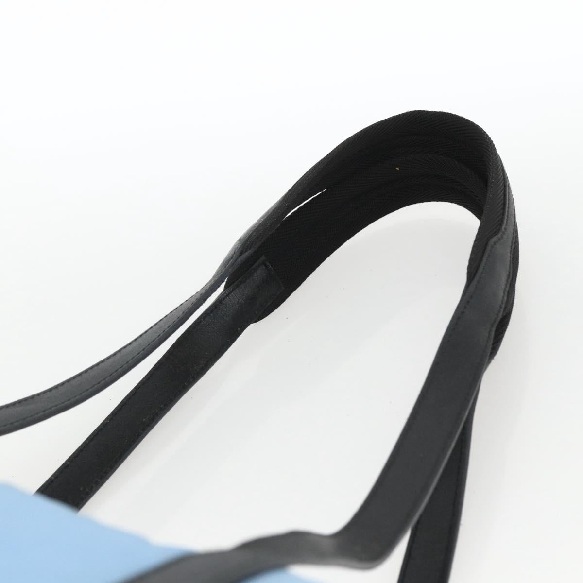 PRADA Tote Bag Nylon Leather Light Blue Silver Auth am11000