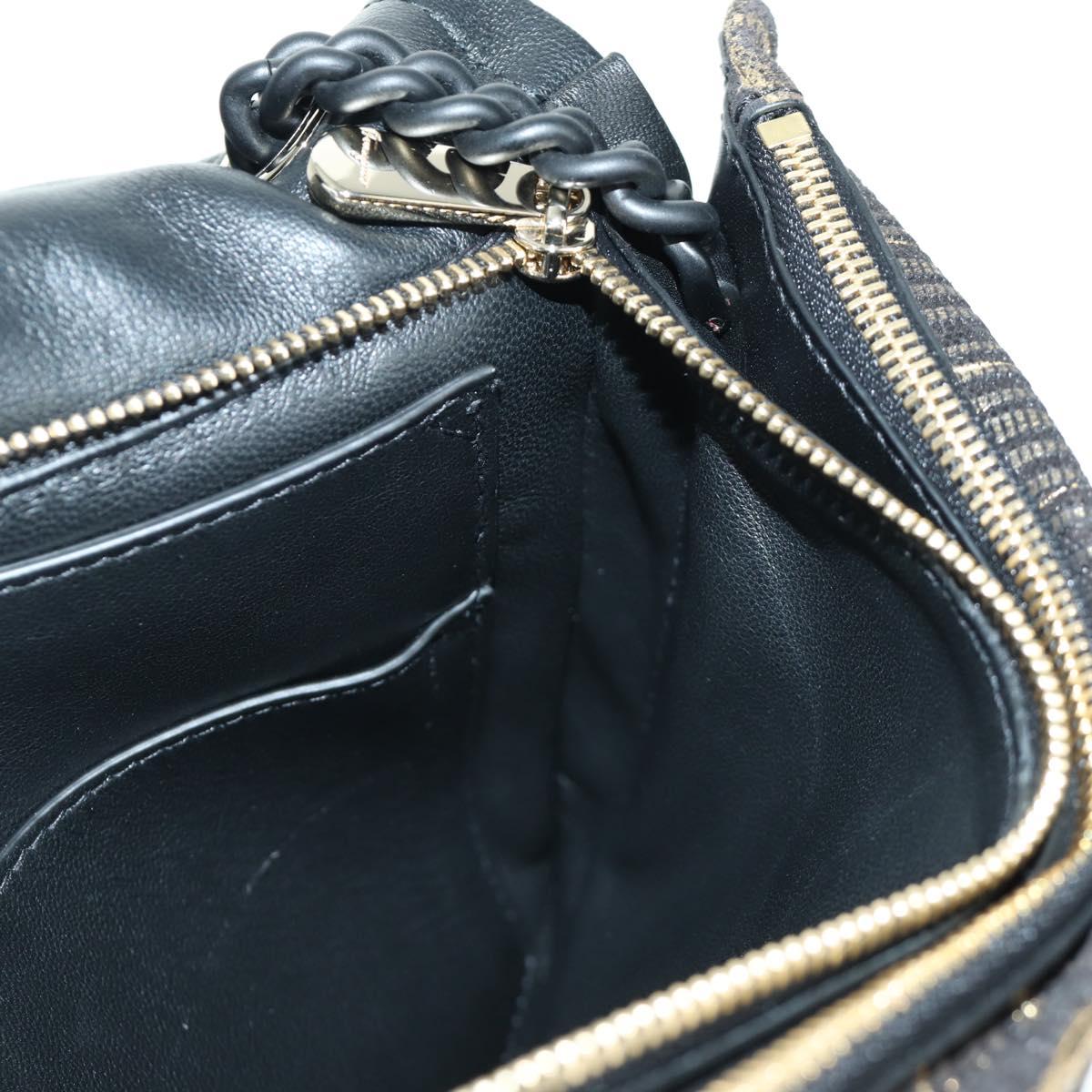 Salvatore Ferragamo Vala Chain Shoulder Bag Leather Black Gold Auth am11001V