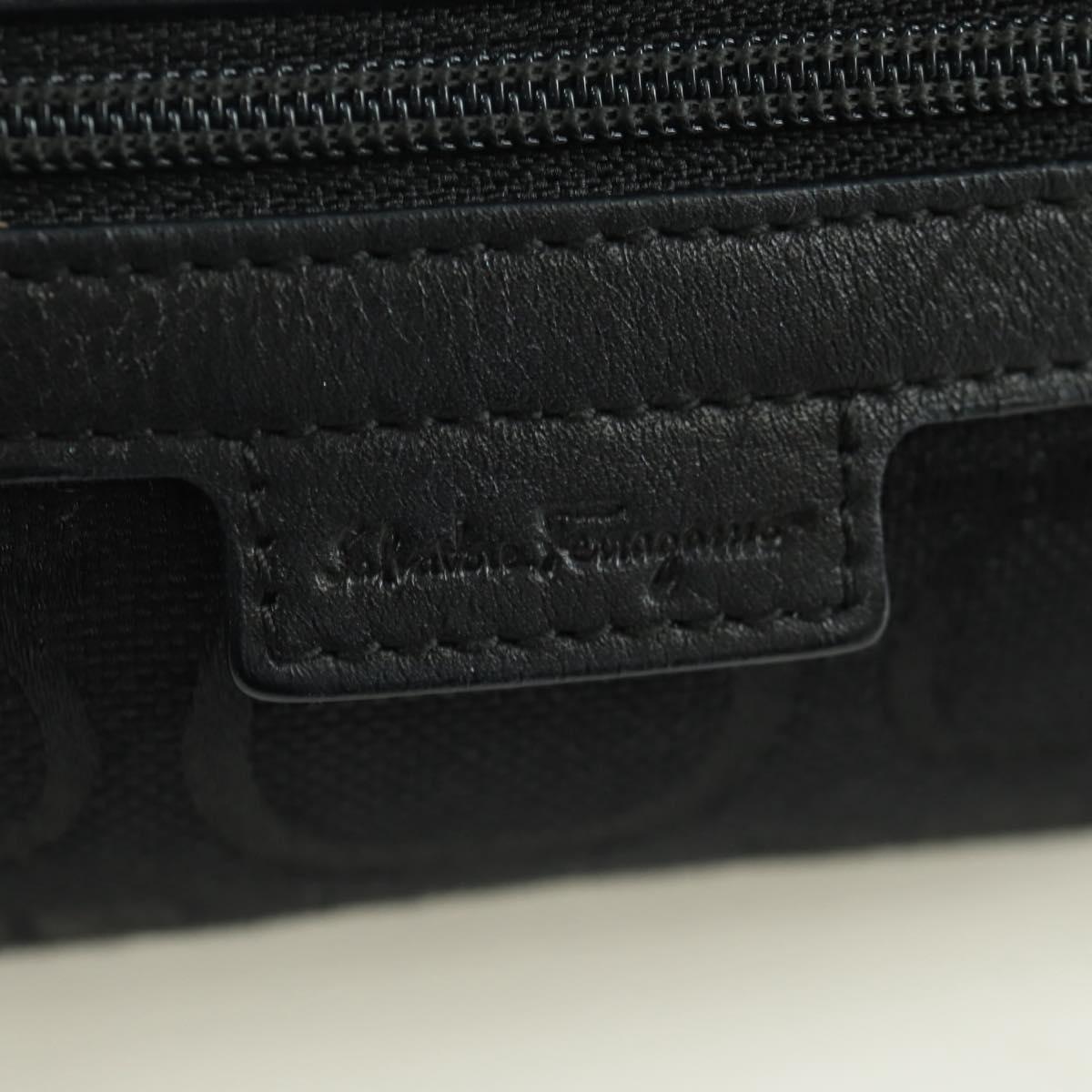 Salvatore Ferragamo Gancini Pouch Canvas Black Auth am11004A
