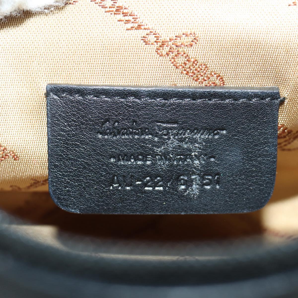 Salvatore Ferragamo Gancini Pouch Canvas Black Auth am11004A