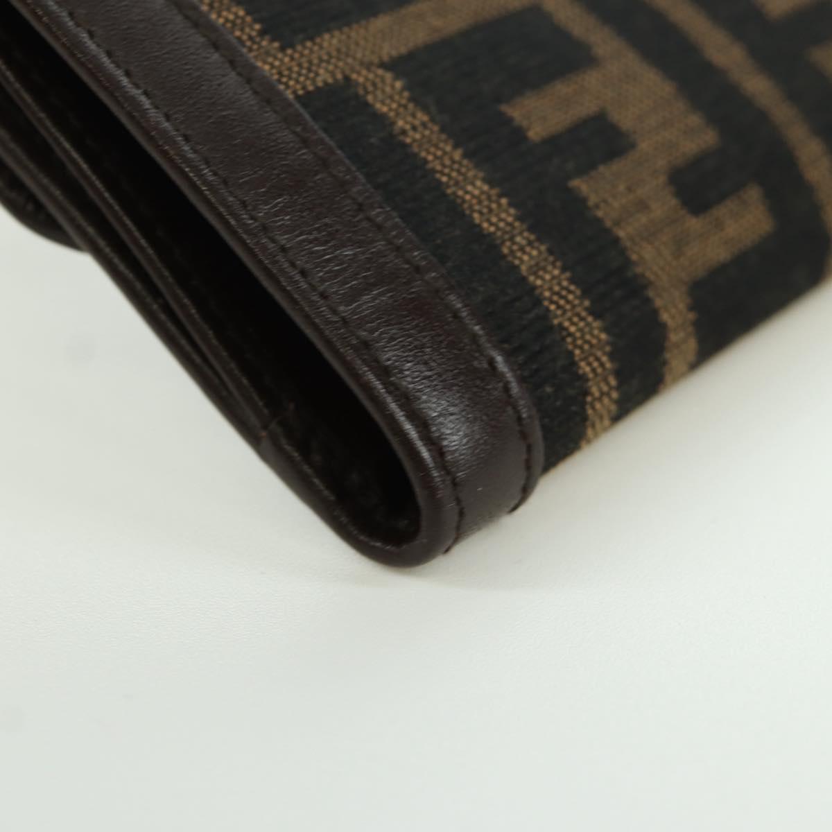 FENDI Zucca Canvas Trifold Wallet Black Brown Auth am11005V