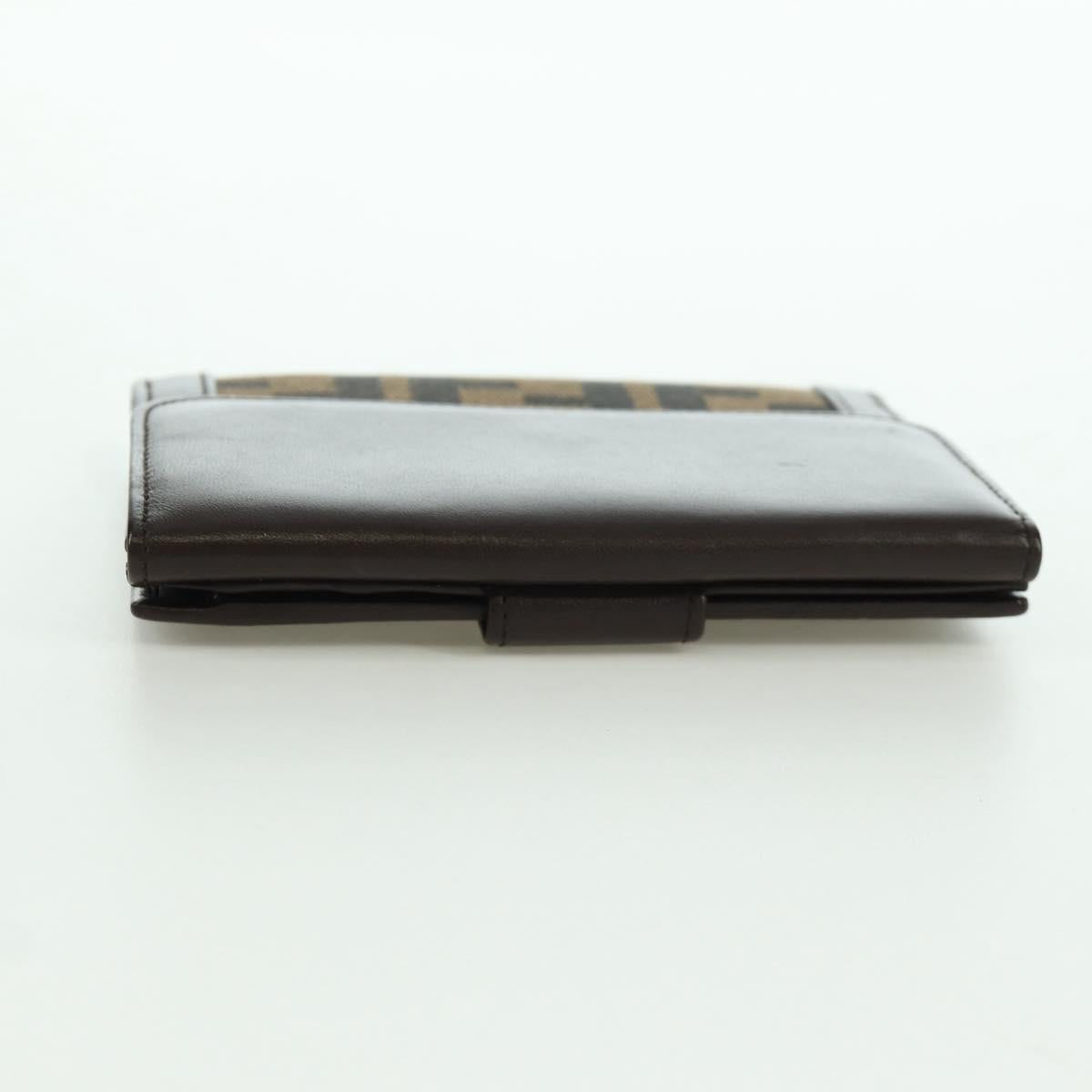 FENDI Zucca Canvas Trifold Wallet Black Brown Auth am11005V