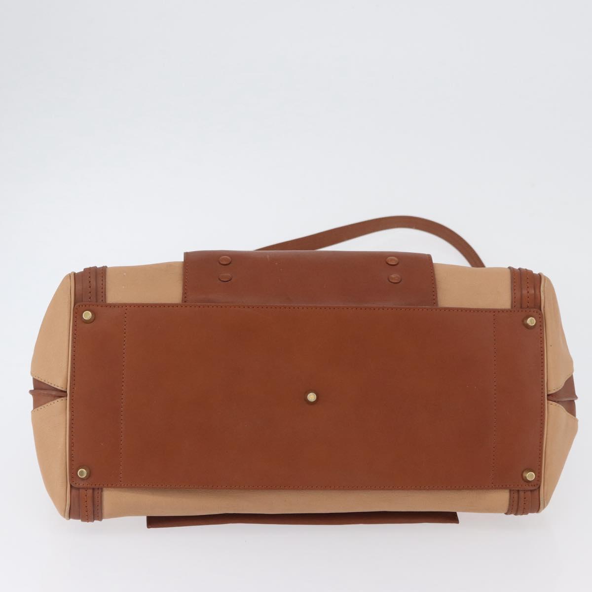Chloe Little Alice Hand Bag Leather 2way Brown Gold Auth am11007