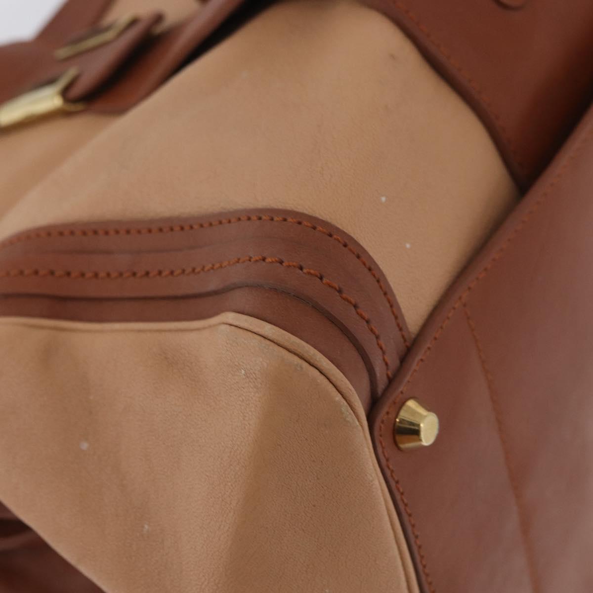 Chloe Little Alice Hand Bag Leather 2way Brown Gold Auth am11007
