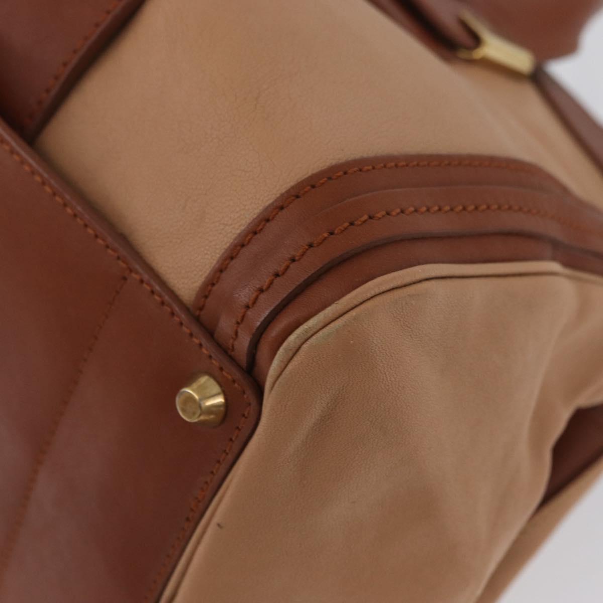 Chloe Little Alice Hand Bag Leather 2way Brown Gold Auth am11007