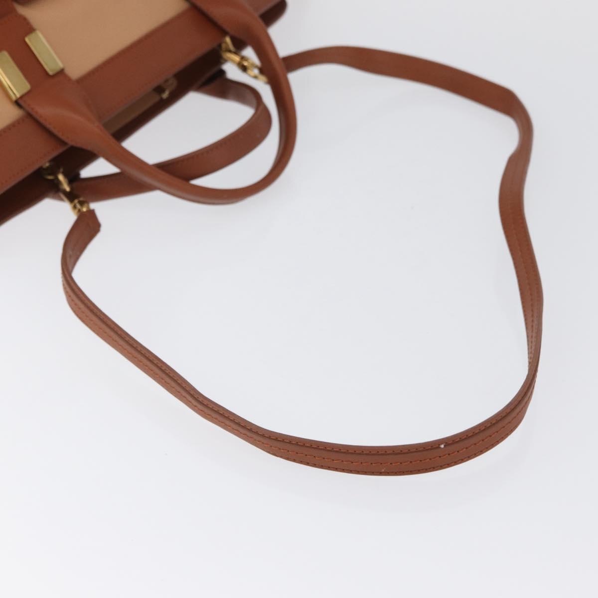 Chloe Little Alice Hand Bag Leather 2way Brown Gold Auth am11007