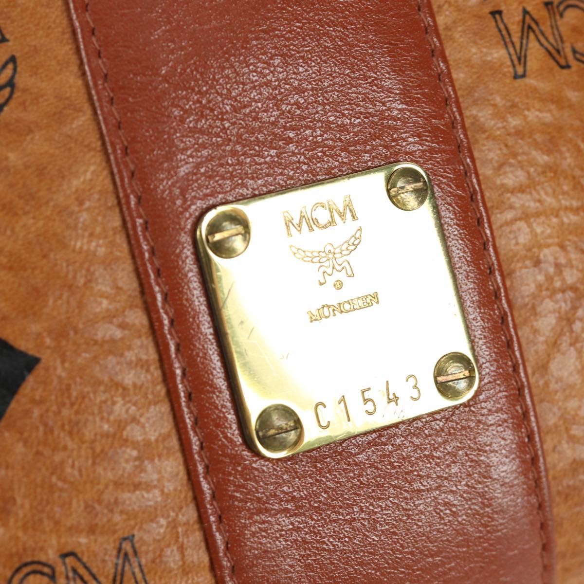 MCM Vicetos Logogram Waist bag PVC Leather Gold Brown Auth am11009A