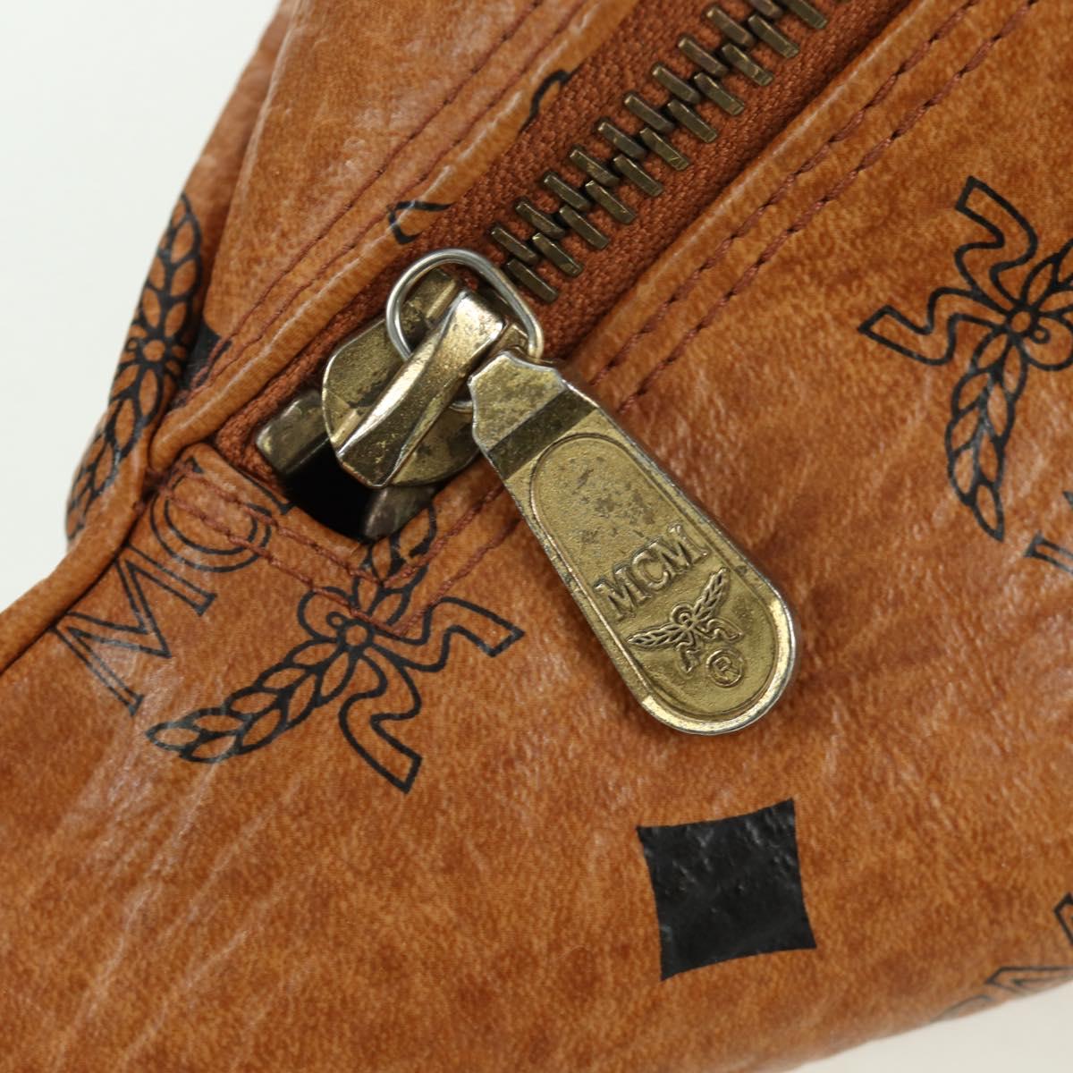 MCM Vicetos Logogram Waist bag PVC Leather Gold Brown Auth am11009A
