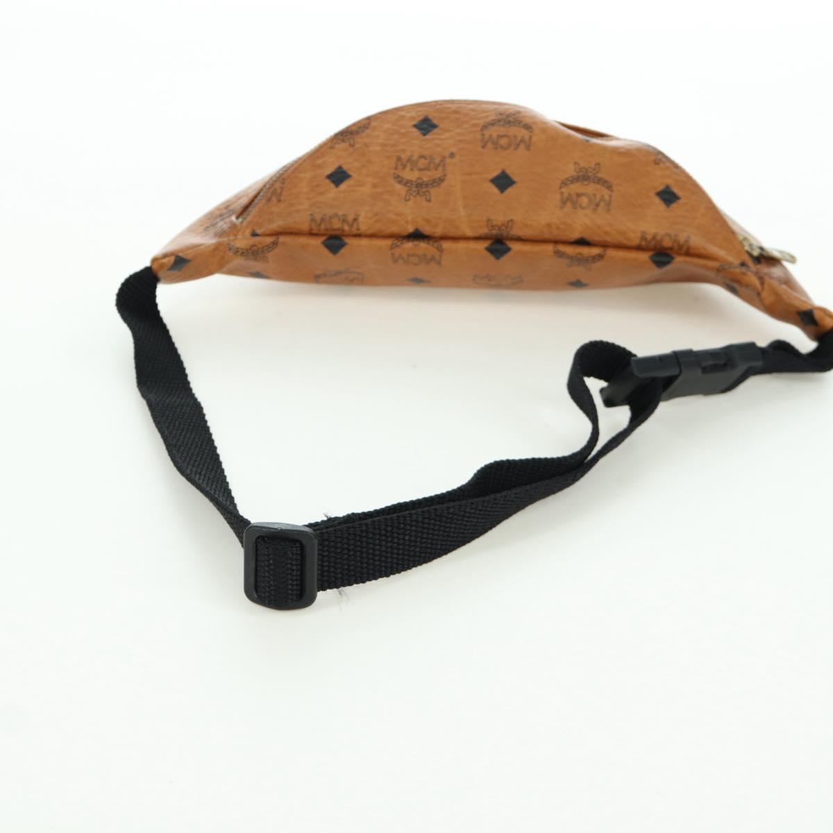MCM Vicetos Logogram Waist bag PVC Leather Gold Brown Auth am11009A