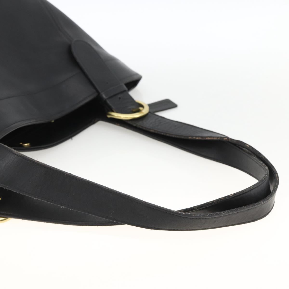 Coach Old Tote Bag Leather Black Gold Auth am11015