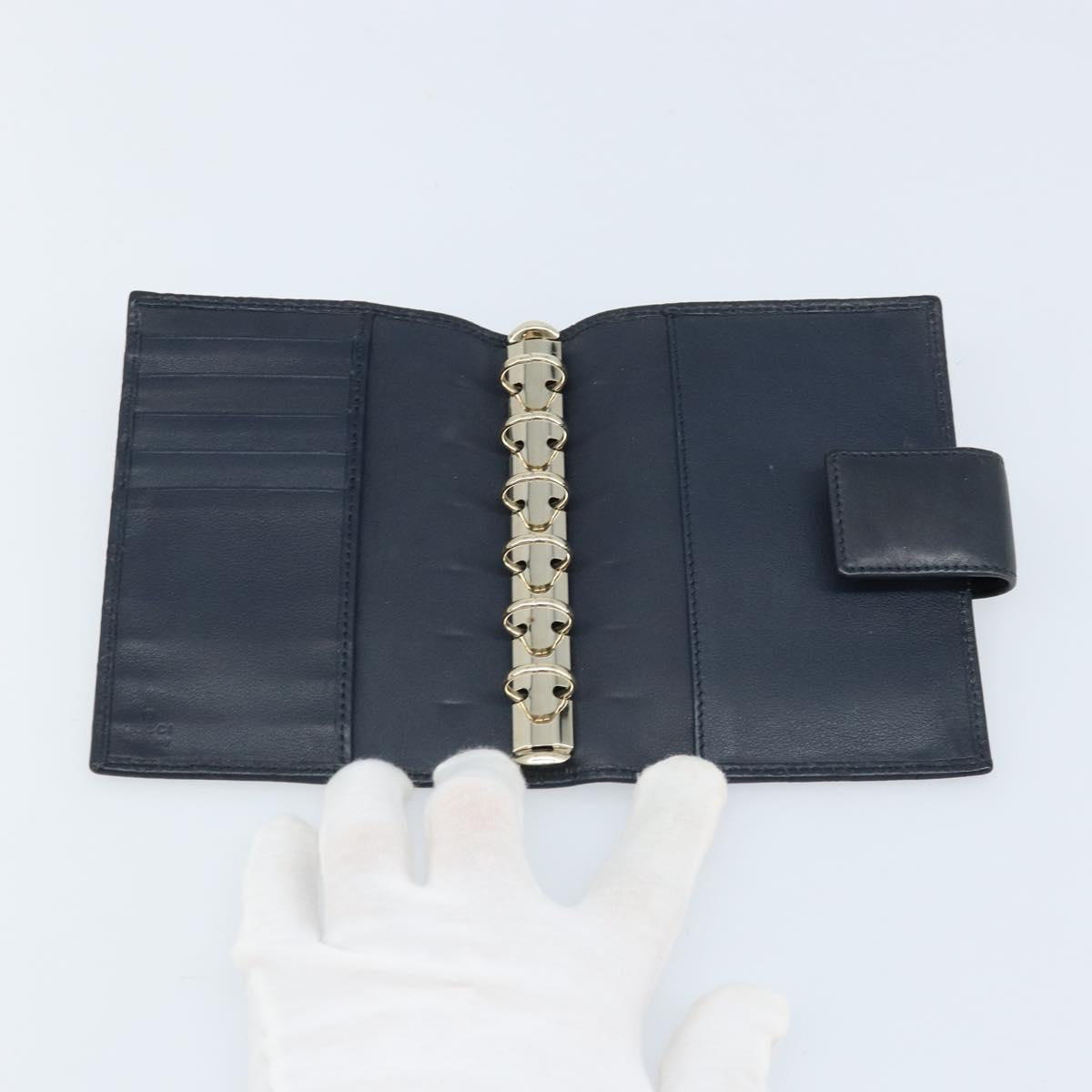 GUCCI Micro GG Guccissima Day Planner Cover Leather Navy 115240 Auth am11017