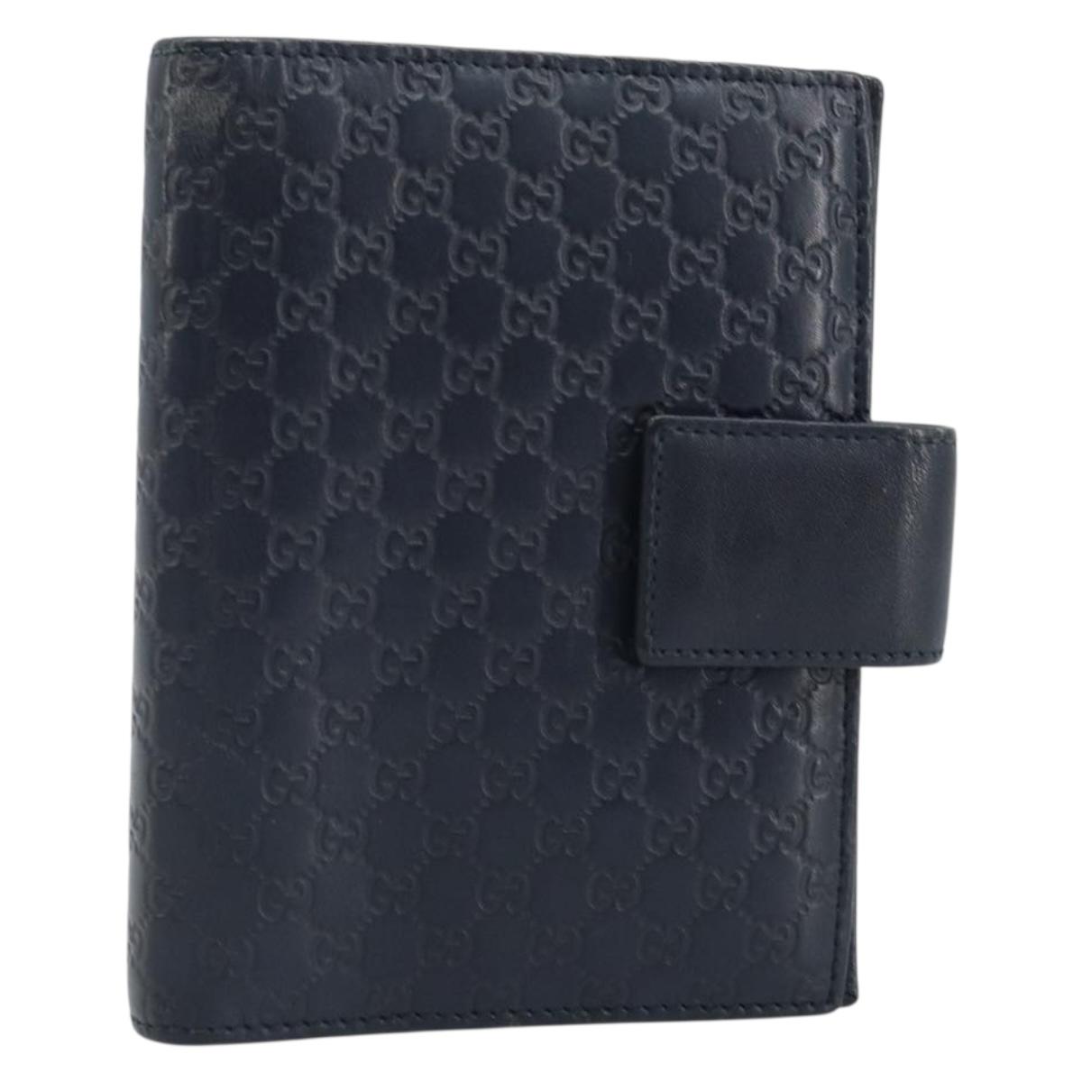 GUCCI Micro GG Guccissima Day Planner Cover Leather Navy 115240 Auth am11017