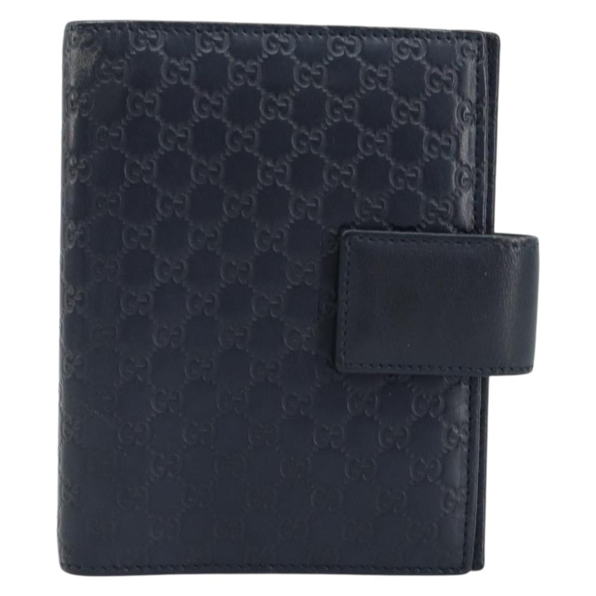 GUCCI Micro GG Guccissima Day Planner Cover Leather Navy 115240 Auth am11017