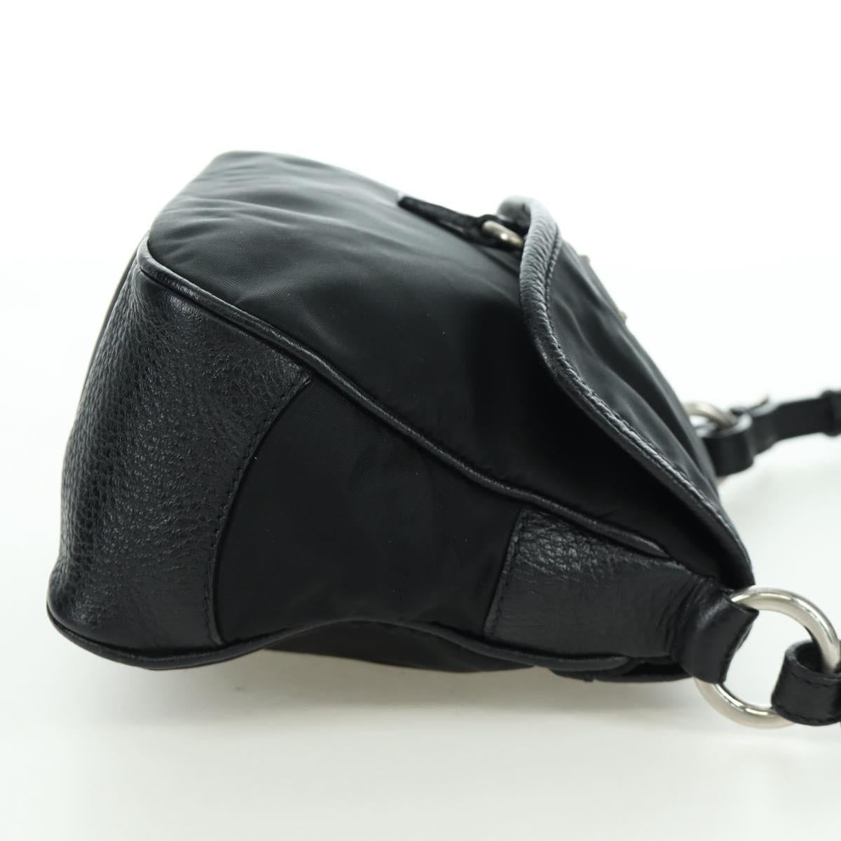 PRADA Hand Bag Nylon Black Silver BR2120 Auth am11021V