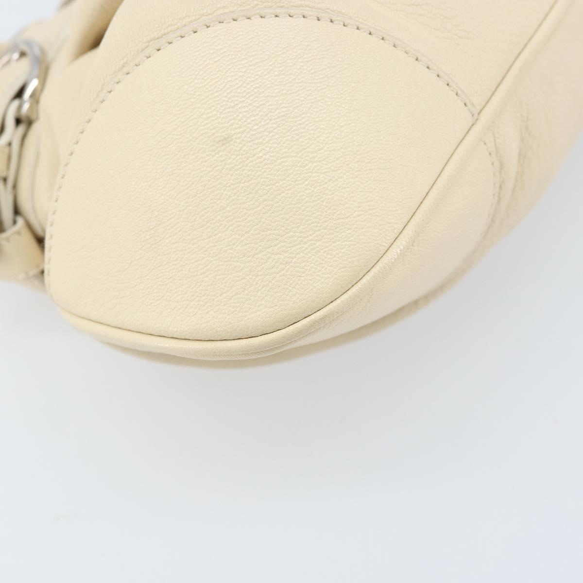 Salvatore Ferragamo Gancini Marissa Bag Leather White Silver Auth am11025