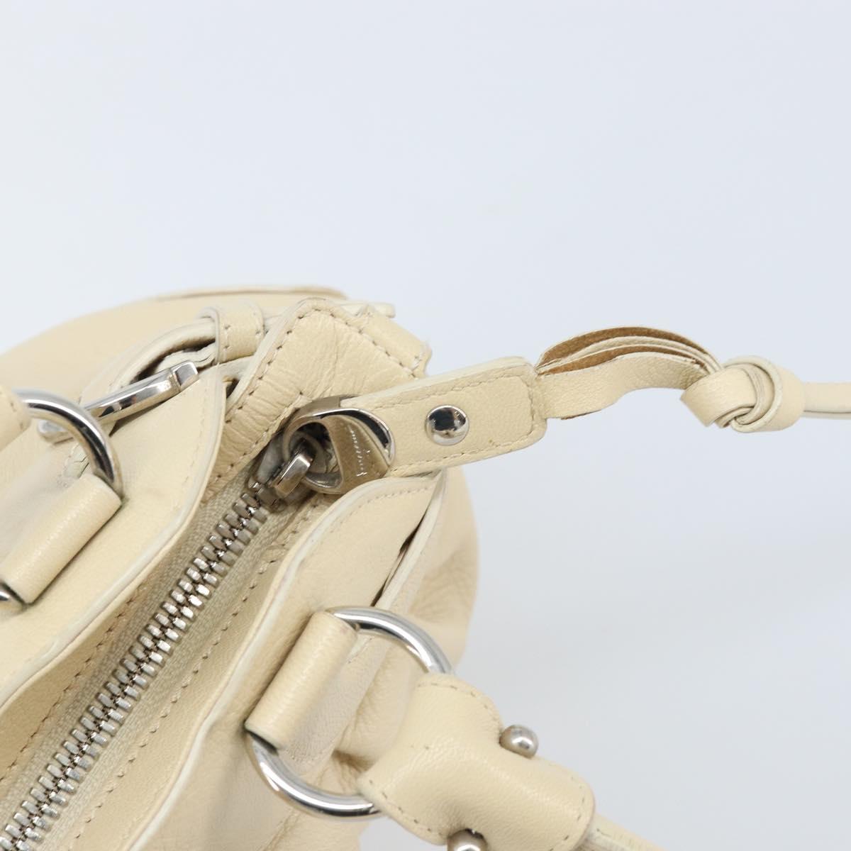 Salvatore Ferragamo Gancini Marissa Bag Leather White Silver Auth am11025
