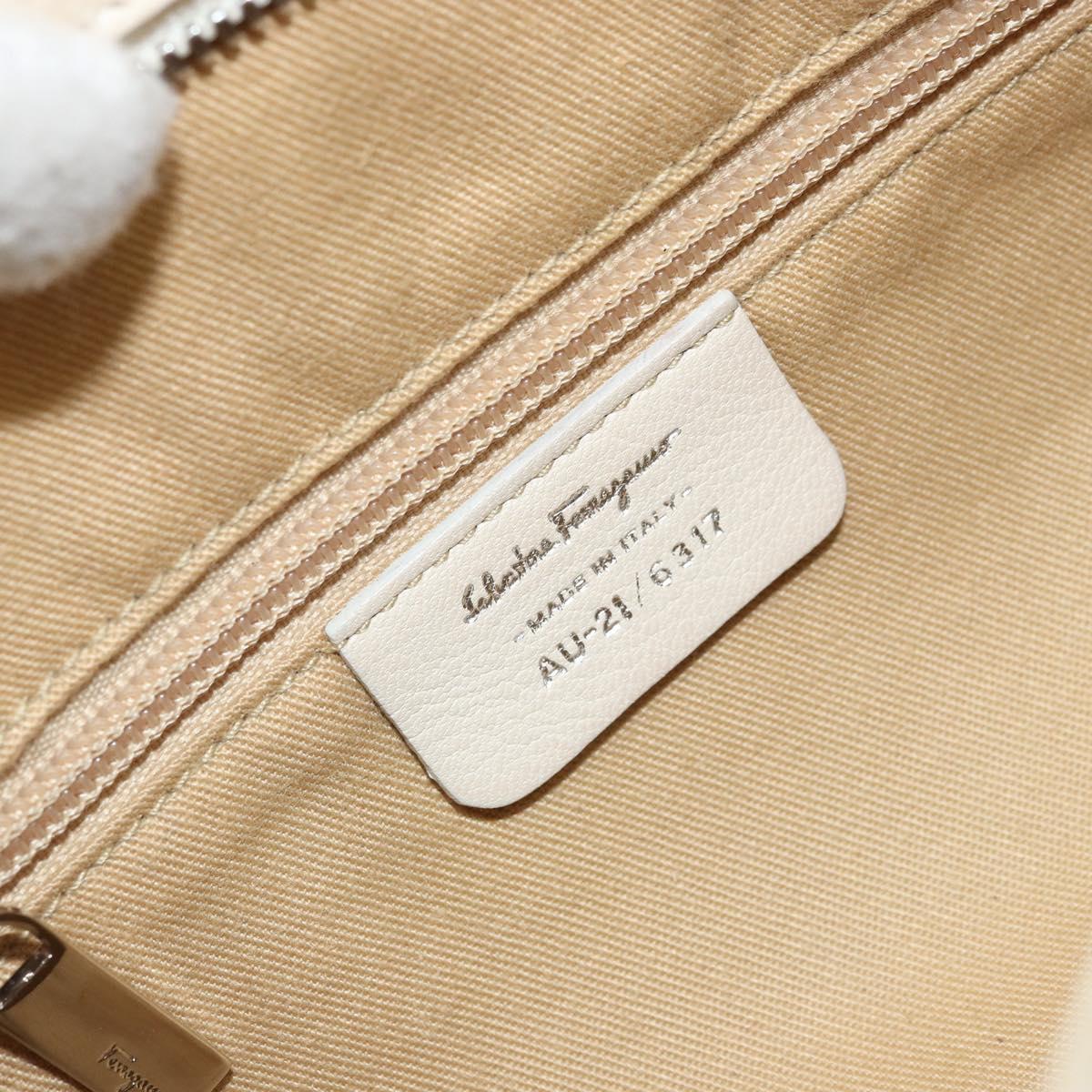 Salvatore Ferragamo Gancini Marissa Bag Leather White Silver Auth am11025