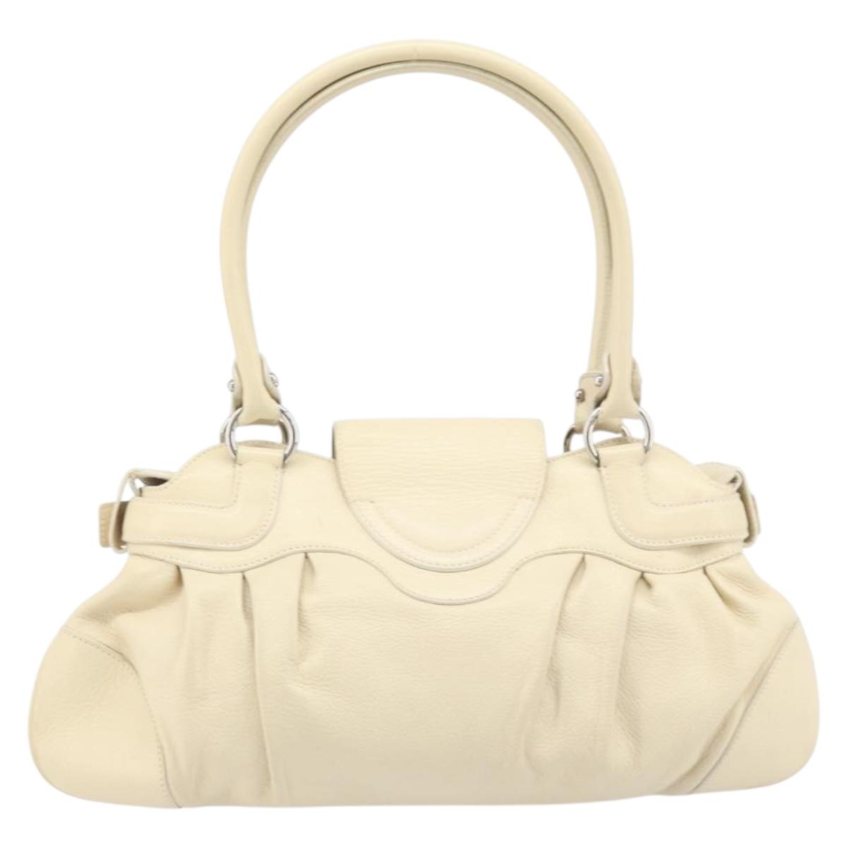 Salvatore Ferragamo Gancini Marissa Bag Leather White Silver Auth am11025