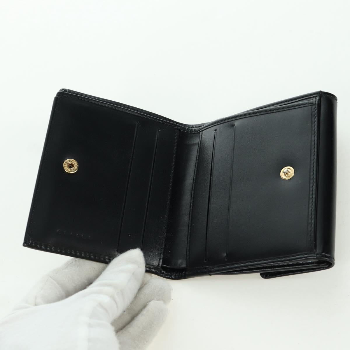 CELINE Macadam Canvas Trifold Wallet PVC Leather Black Gold Auth am11034V