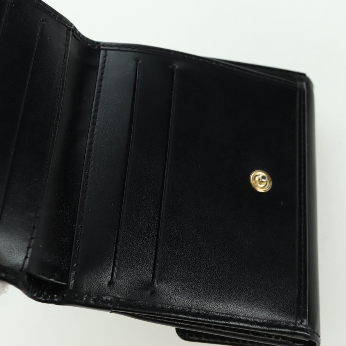 CELINE Macadam Canvas Trifold Wallet PVC Leather Black Gold Auth am11034V