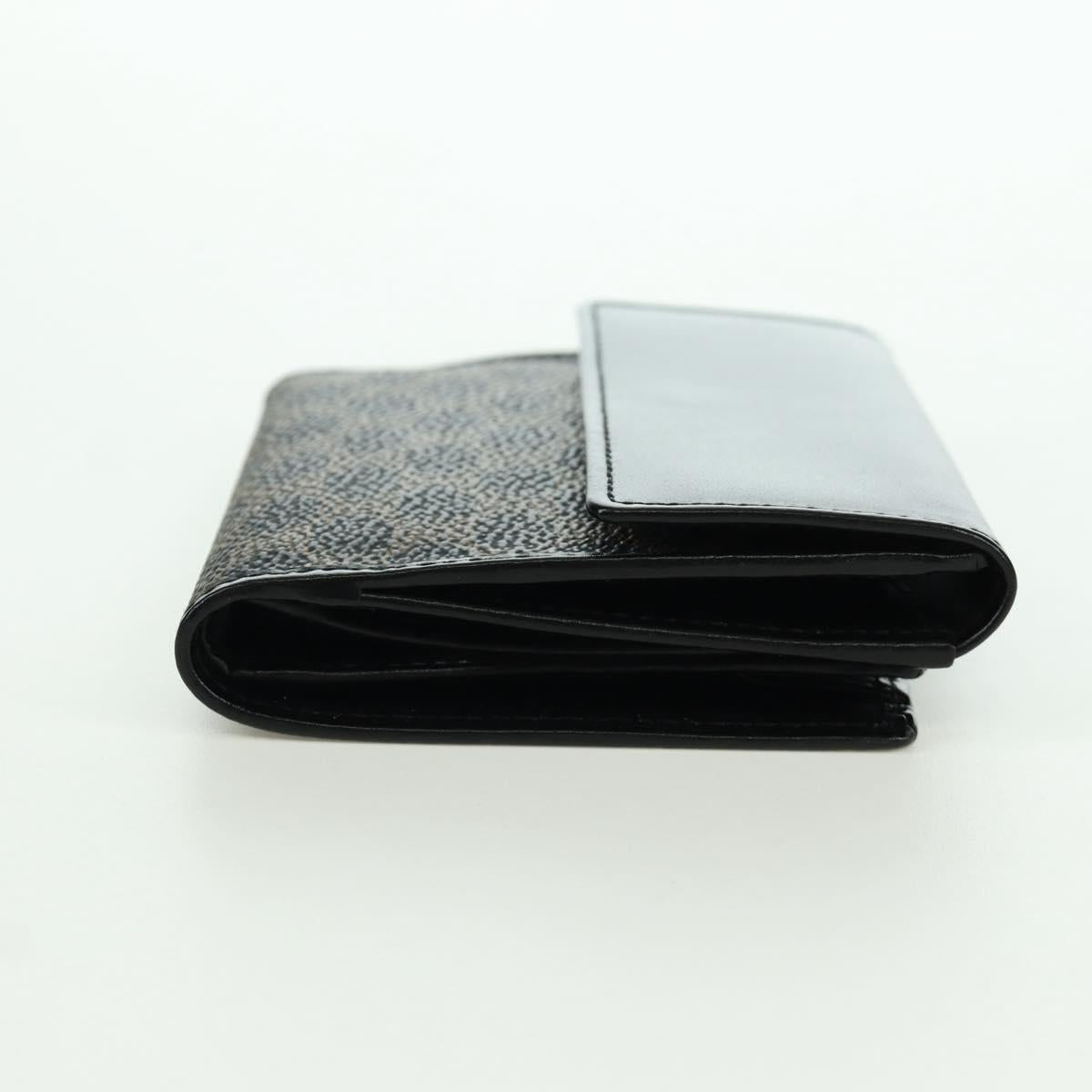 CELINE Macadam Canvas Trifold Wallet PVC Leather Black Gold Auth am11034V