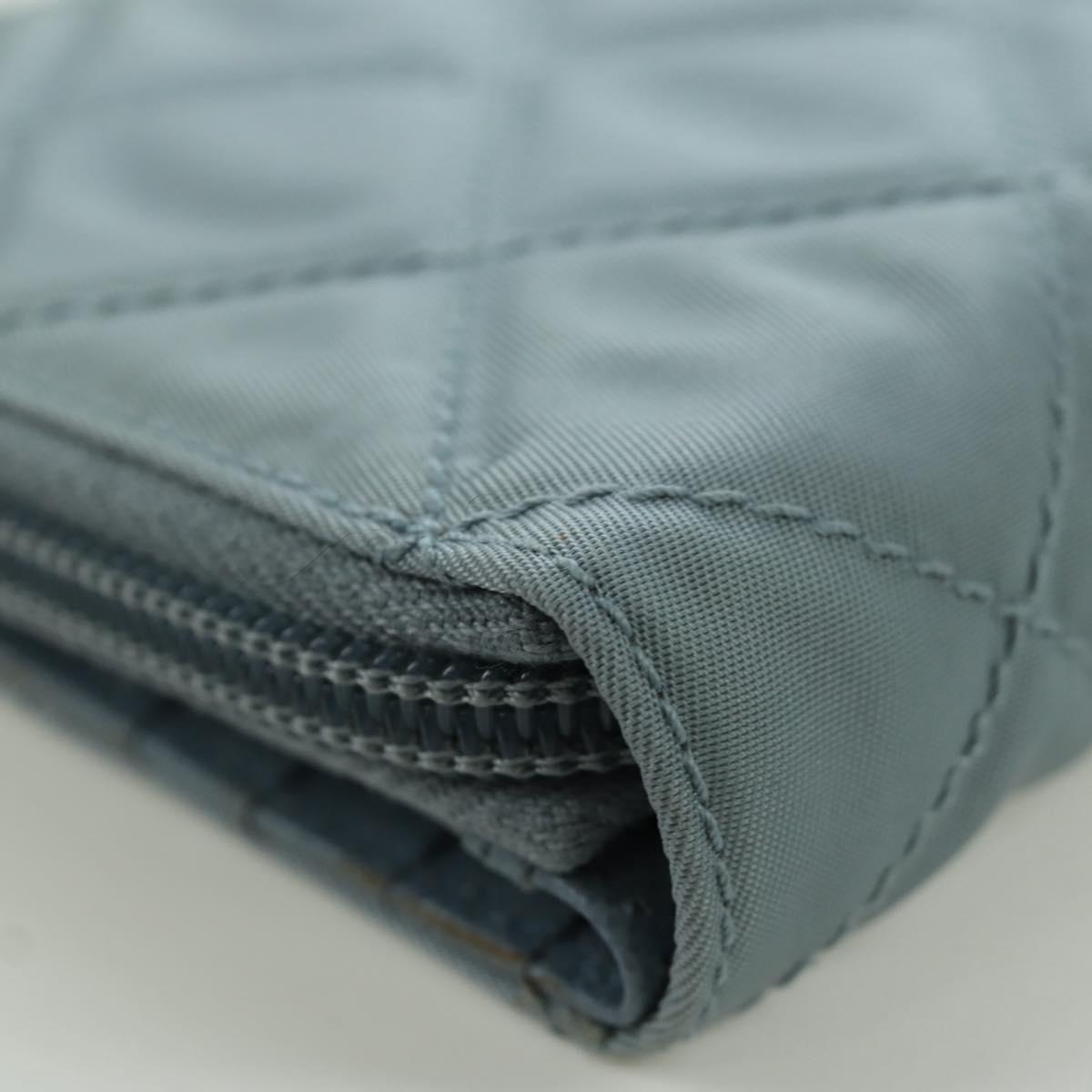 PRADA Round Compact Wallet Wallet Nylon Light Blue 1ML605 Auth am11040V