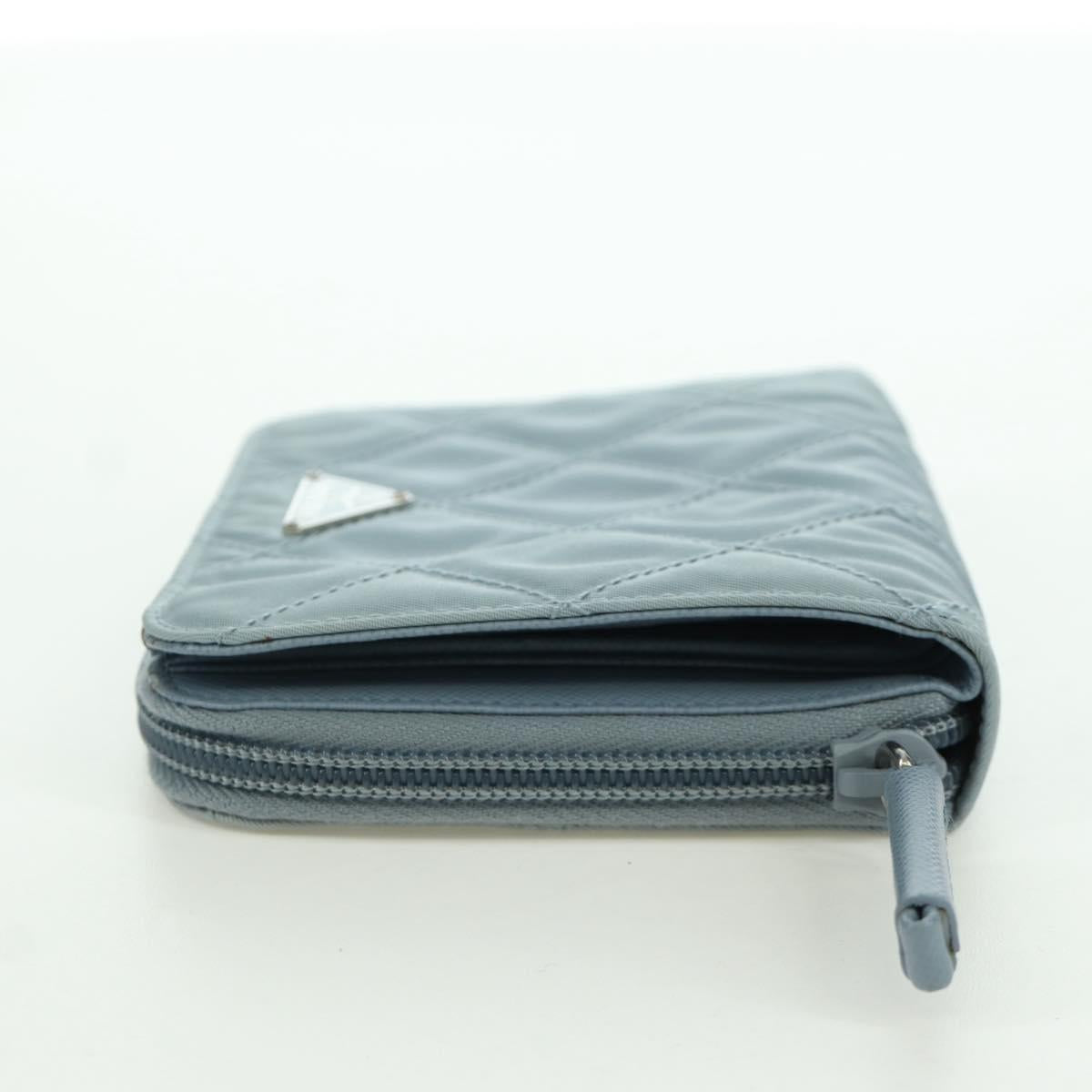 PRADA Round Compact Wallet Wallet Nylon Light Blue 1ML605 Auth am11040V