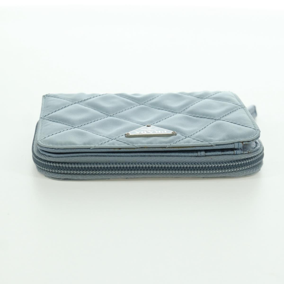 PRADA Round Compact Wallet Wallet Nylon Light Blue 1ML605 Auth am11040V