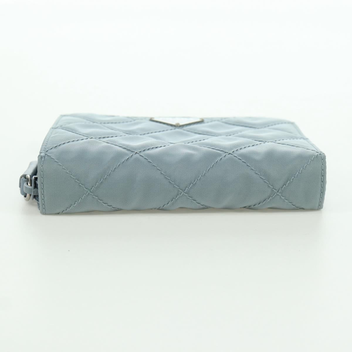 PRADA Round Compact Wallet Wallet Nylon Light Blue 1ML605 Auth am11040V