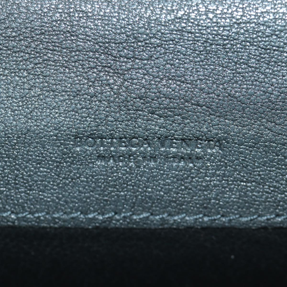 BOTTEGA VENETA INTRECCIATO Long Wallet Leather Navy Gray Ivory Auth am11043A