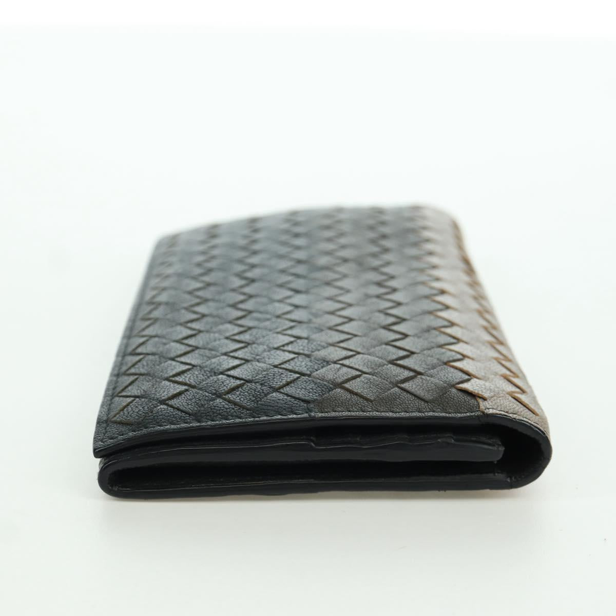 BOTTEGA VENETA INTRECCIATO Long Wallet Leather Navy Gray Ivory Auth am11043A