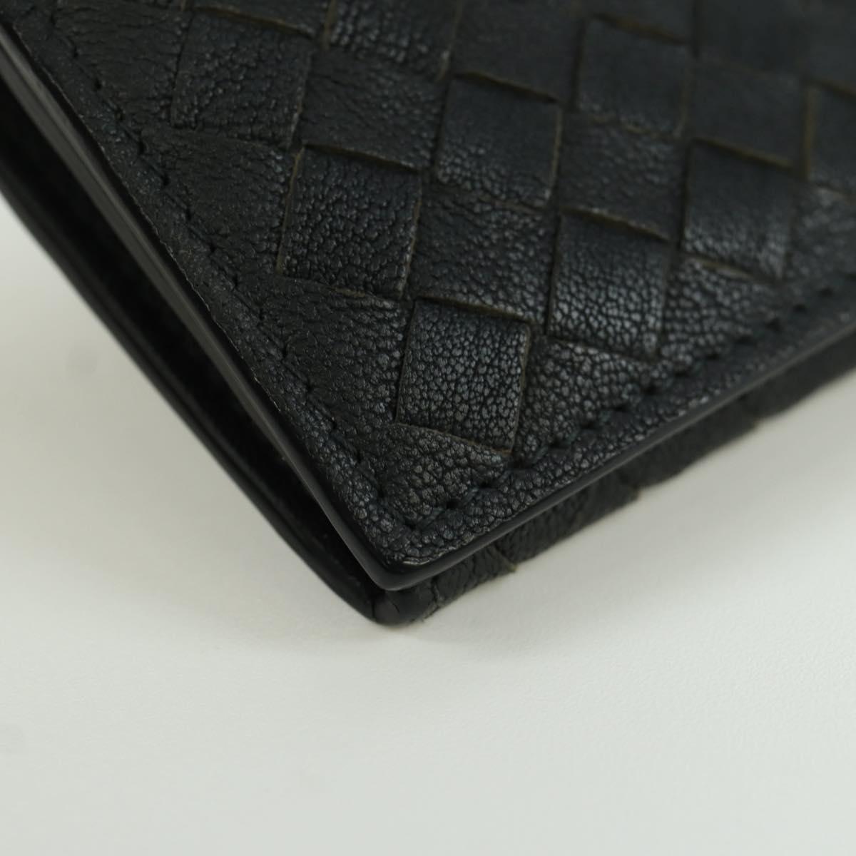 BOTTEGA VENETA INTRECCIATO Long Wallet Leather Navy Gray Ivory Auth am11043A