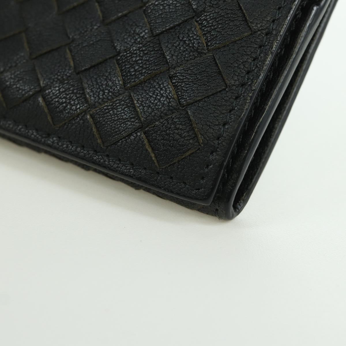 BOTTEGA VENETA INTRECCIATO Long Wallet Leather Navy Gray Ivory Auth am11043A