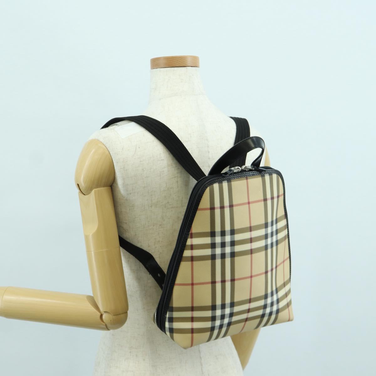 BURBERRY Nova Check Backpack PVC Beige Auth am11045V