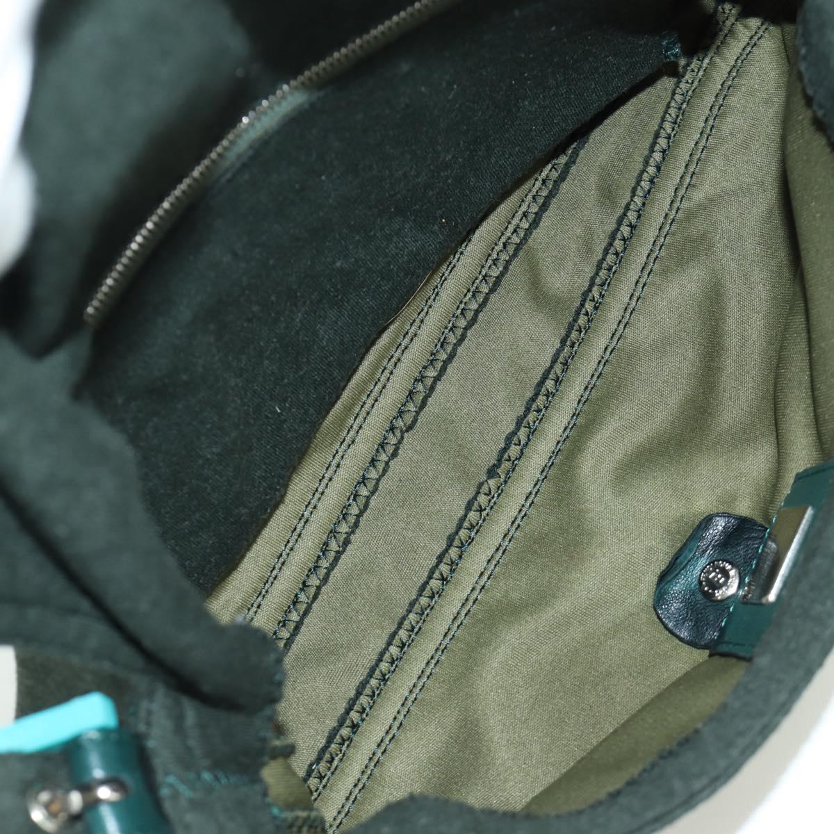 FENDI Mamma Baguette Shoulder Bag Jersey Green Silver Auth am11047V
