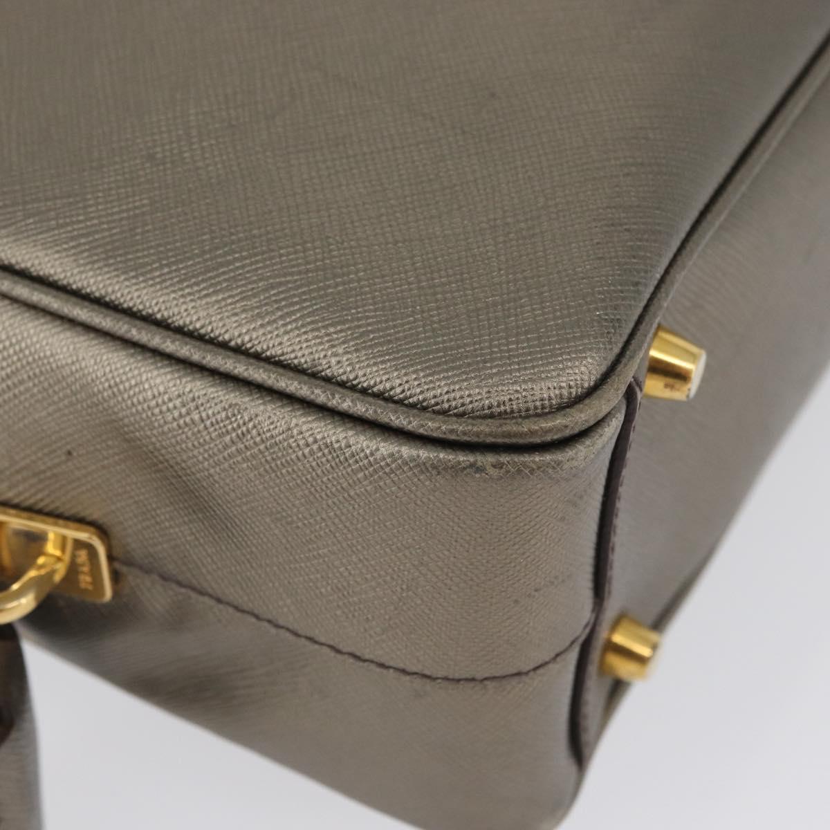 PRADA Hand Bag Safiano leather Gold Auth am11051A