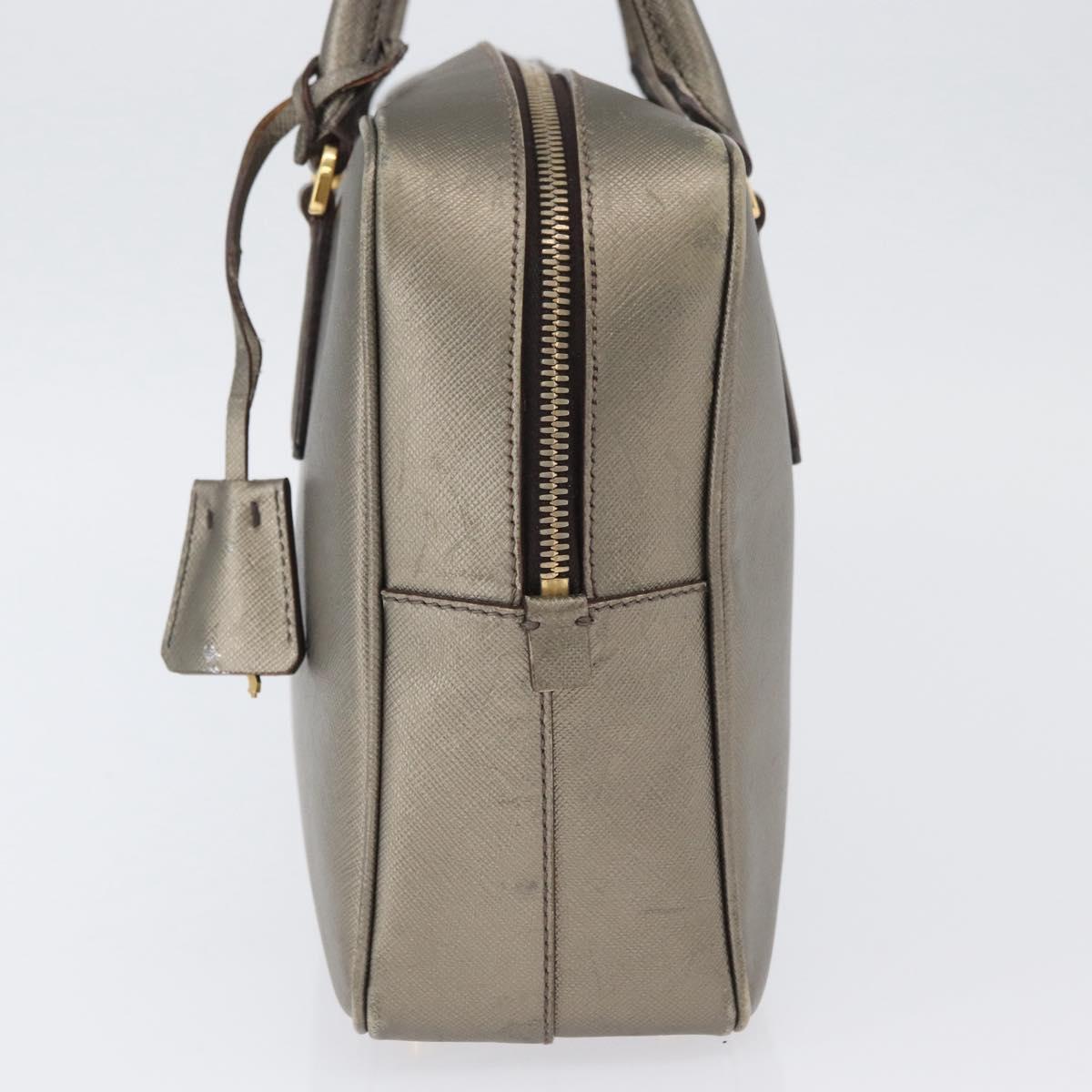 PRADA Hand Bag Safiano leather Gold Auth am11051A