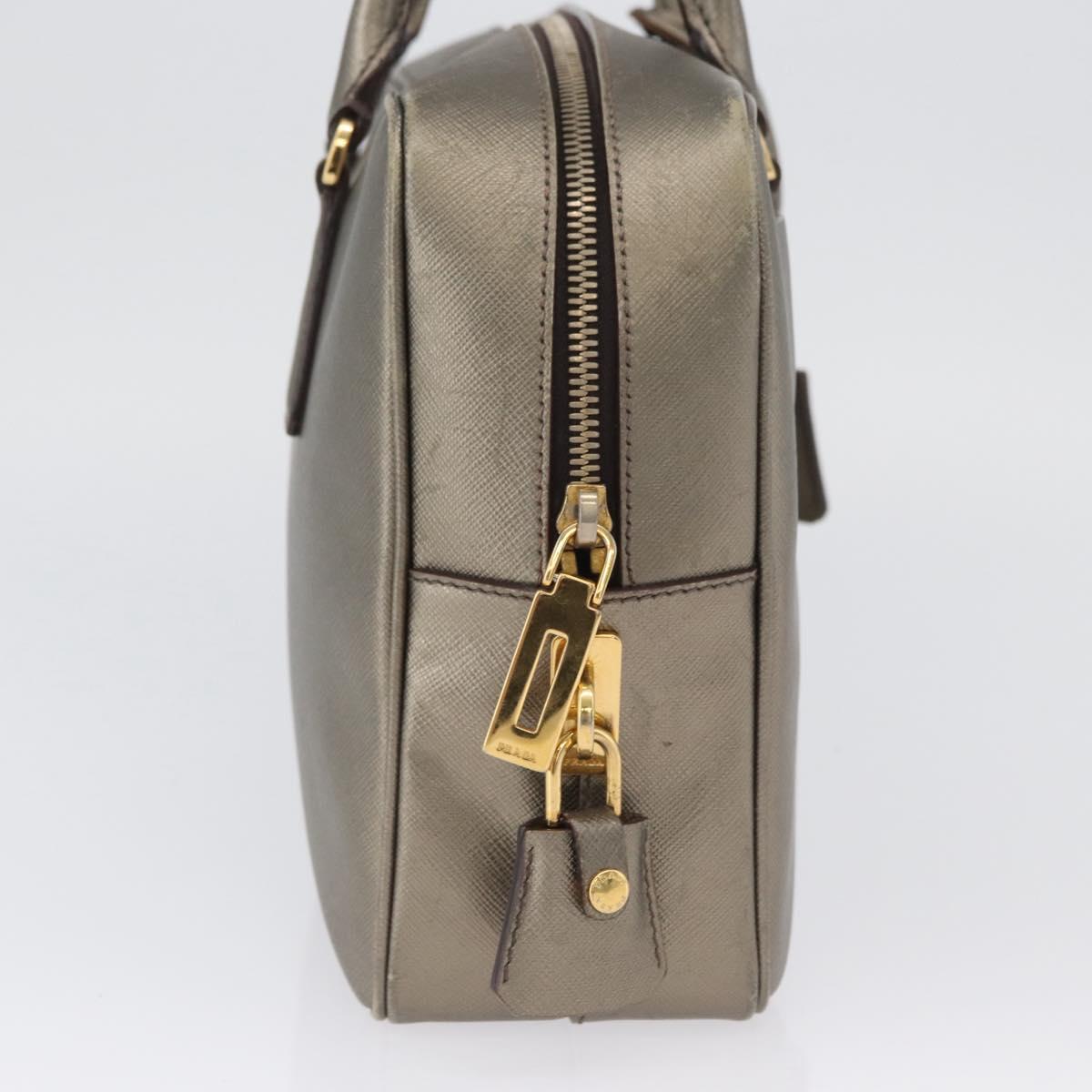 PRADA Hand Bag Safiano leather Gold Auth am11051A