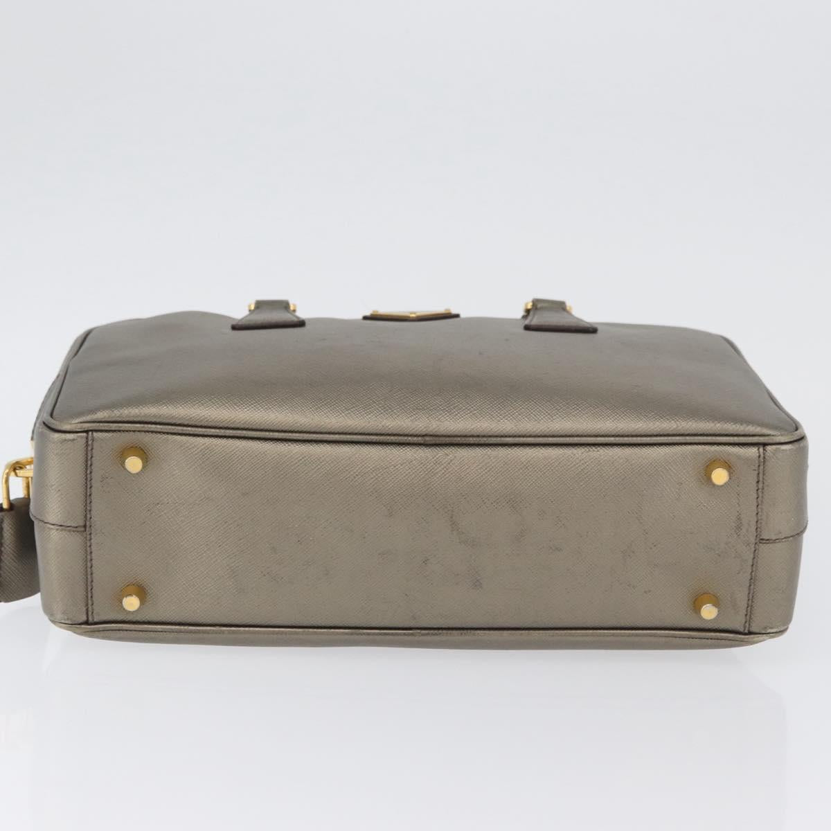 PRADA Hand Bag Safiano leather Gold Auth am11051A