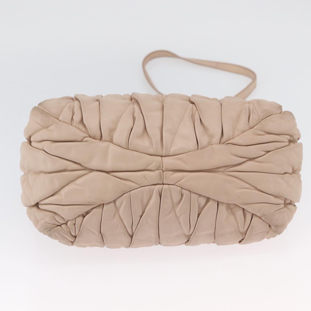Miu Miu Matelasse Hand Bag Leather 2way Pink Gold Auth am11053A