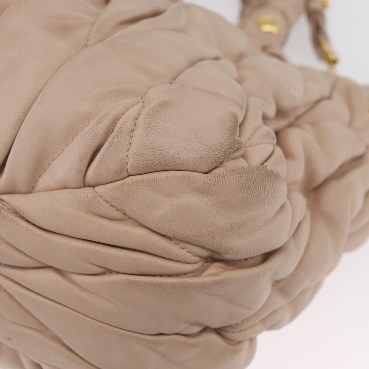 Miu Miu Matelasse Hand Bag Leather 2way Pink Gold Auth am11053A