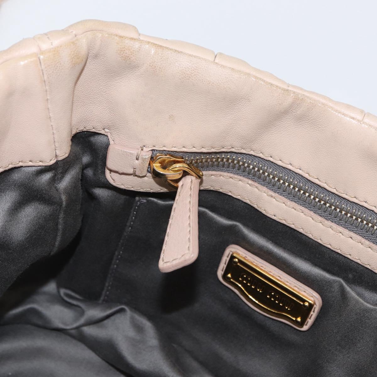 Miu Miu Matelasse Hand Bag Leather 2way Pink Gold Auth am11053A