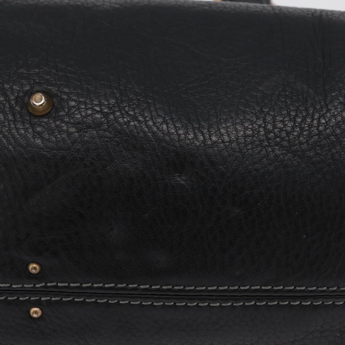 Chloe Paddington Hand Bag Leather Black Gold Silver Auth am11055SAV