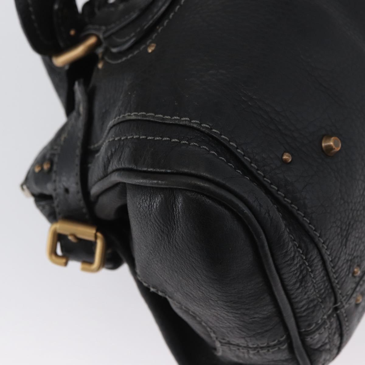 Chloe Paddington Hand Bag Leather Black Gold Silver Auth am11055SAV