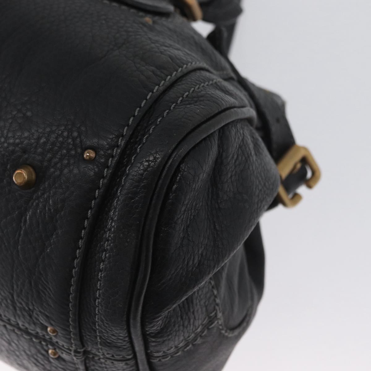 Chloe Paddington Hand Bag Leather Black Gold Silver Auth am11055SAV