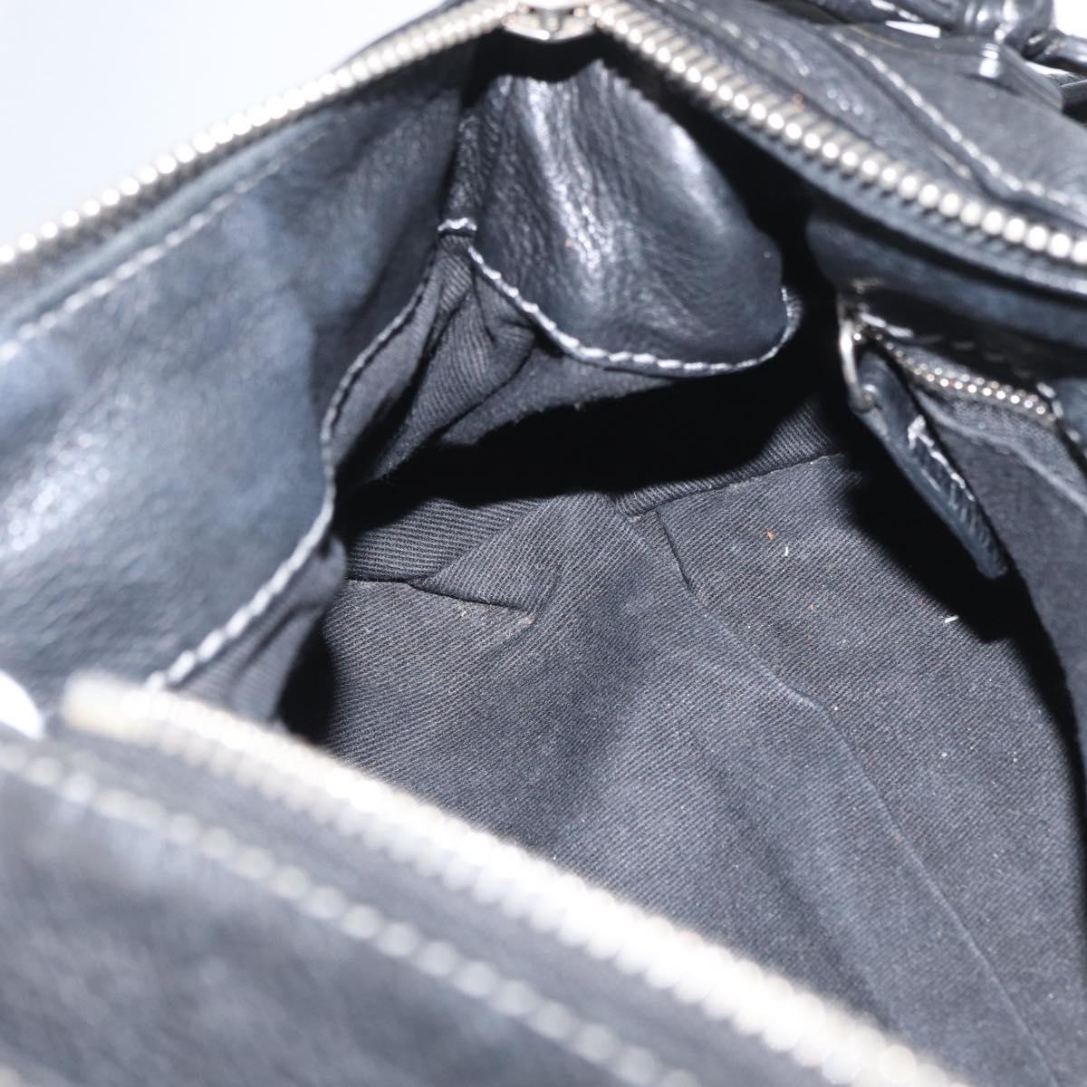 Chloe Paddington Hand Bag Leather Black Gold Silver Auth am11055SAV